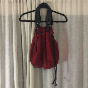 Lucky Brand 🍀 Red Suede Leather Hobo Bag
